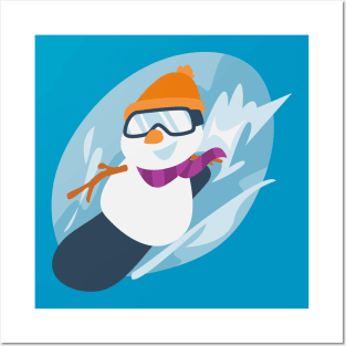 Snowman Snowboarding Posters and Art